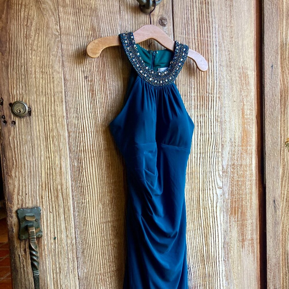 Cache Jeweled Green Cocktail Dress Size 6